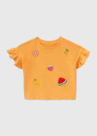 Girls Orange Fruit Crochet T-Shirt (1-7yrs)