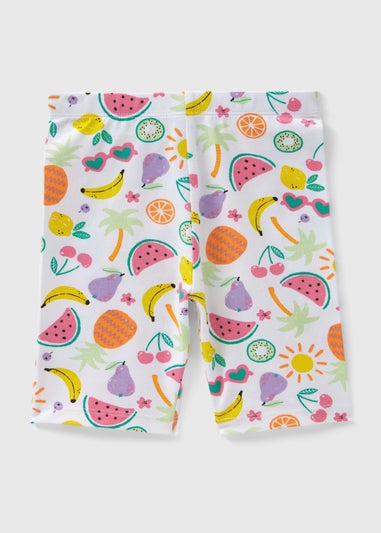 Girls White Fruit Salad Cycling Shorts (1-7yrs)