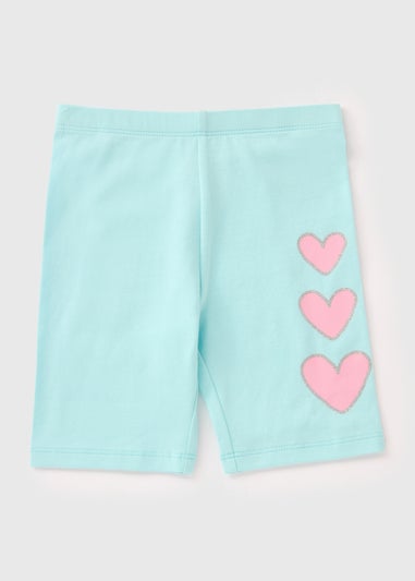 Girls Aqua Heart Cycling Shorts (1-7yrs)