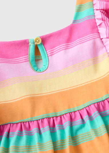 Girls Pink Stripe Top & Shorts Set (1-7yrs)