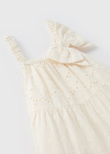 Girls White Bow Schiffley Dress (1-7yrs)