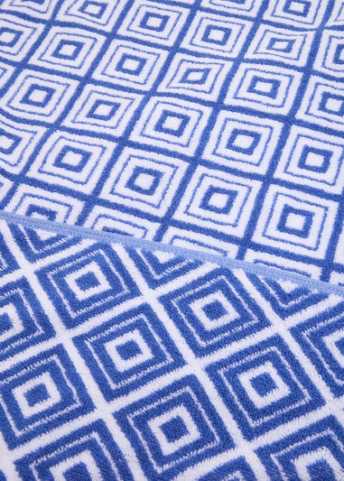 Blue Geo Jacquard Royal Towel