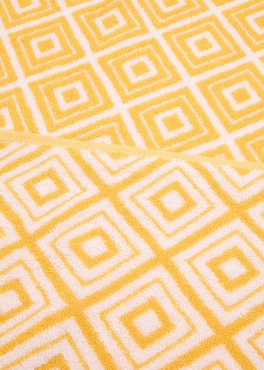 Yellow Geo Design Jacquard Towel