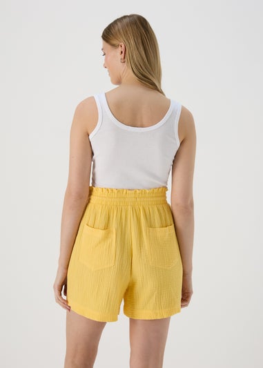 Yellow Double Cloth Shorts