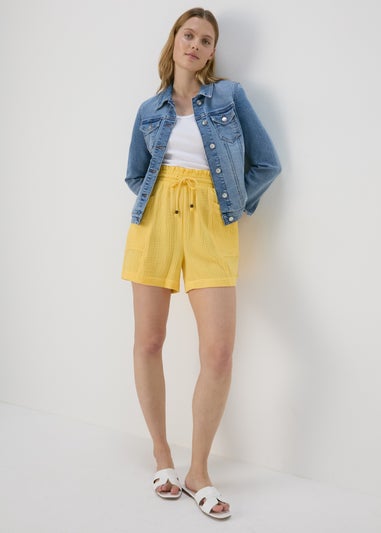 Yellow Double Cloth Shorts