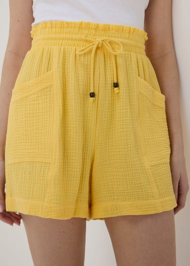 Yellow Double Cloth Shorts