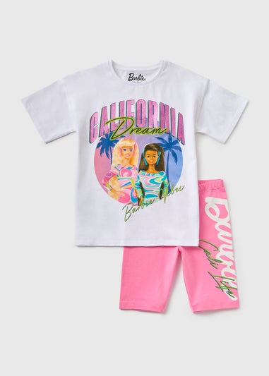 Barbie Girls White California Cycling Shorts Set (4-12yrs)