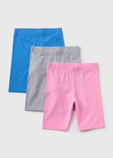 Girls 3 Pack Multicolour Cycling Shorts (7-13yrs)