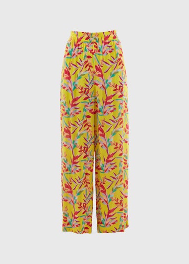 Lime Floral Wide Leg Trousers