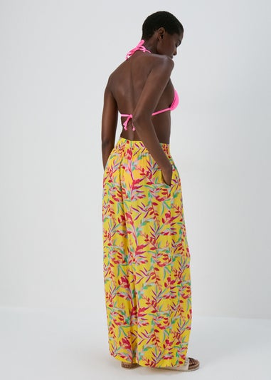 Lime Floral Wide Leg Trousers