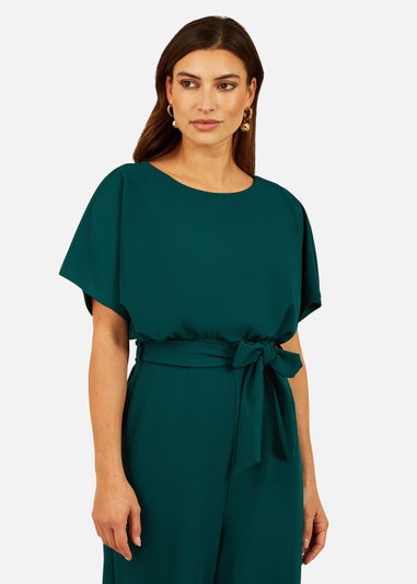 Mela Batwing Stretch Jumpsuit in Green