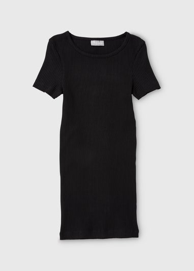 Girls Black Ribbed Dress (7-15yrs)