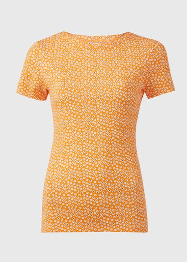 Orange Floral Print Perfect T-Shirt