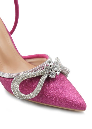Where's That From Fuchsia Glitter Delina Pointed Toe High Heels