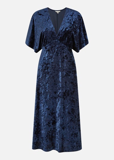 Yumi Navy Velvet Kimono Midi Dress