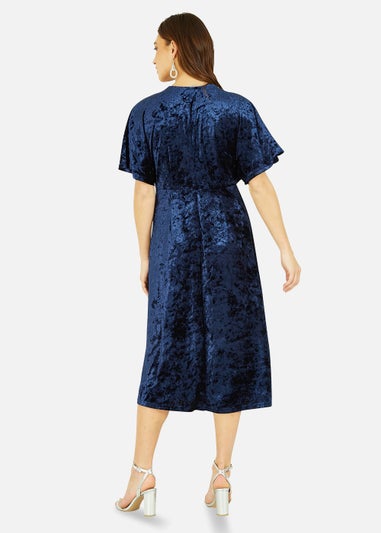 Yumi Navy Velvet Kimono Midi Dress