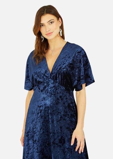 Yumi Navy Velvet Kimono Midi Dress