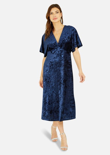 Yumi Navy Velvet Kimono Midi Dress