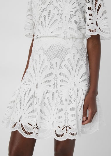 Et Vous White Lace Peplum Skirt