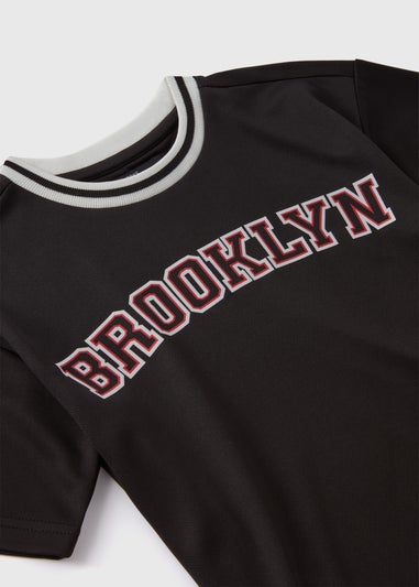 Boys Black Basket Ball T-Shirt & Shorts Set (7-12yrs)