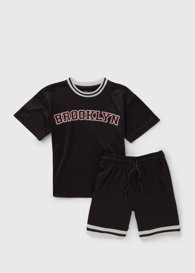 Boys Black Basket Ball T-Shirt & Shorts Set (7-12yrs)