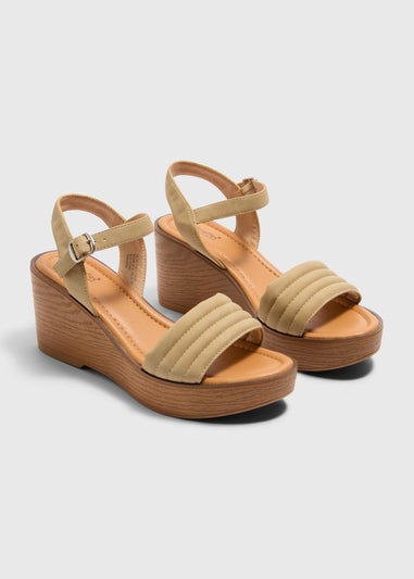 Tan Padded Wedged Sandals