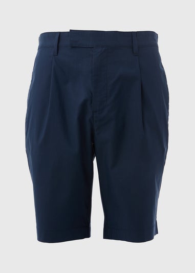 Navy Pleated Chino Shorts