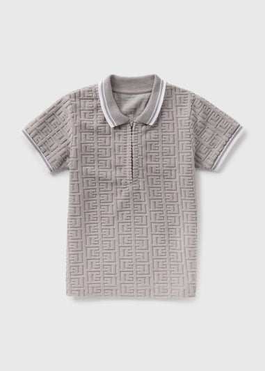 Boys Grey Burnout Polo Shirt (1-7yrs)