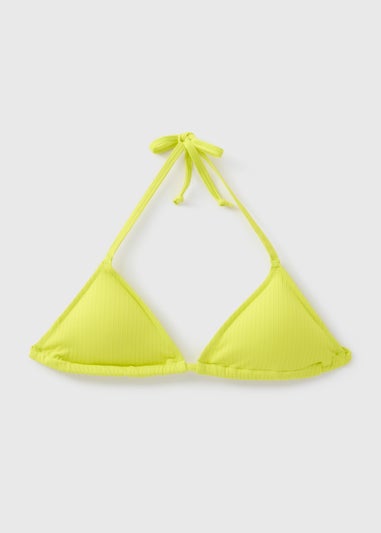 Lime Triangle Ribbed Bikini Top
