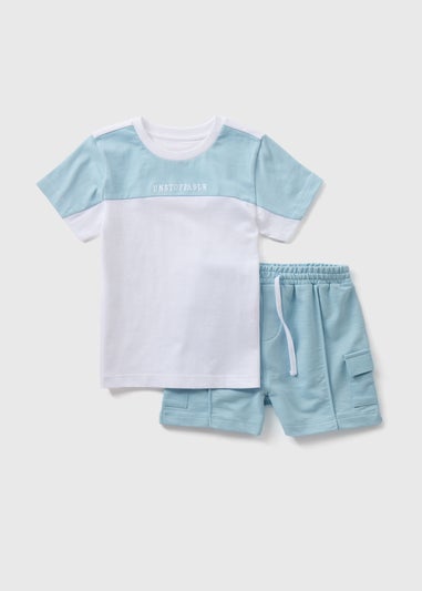 Boys Blue T-Shirt & Cargo Shorts Set (1-7yrs)