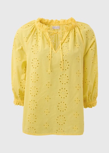 Lemon Broid Peasent Blouse Top