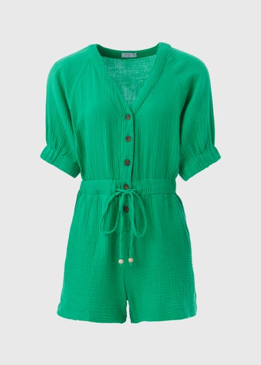 Green Double Cloth Playsuit