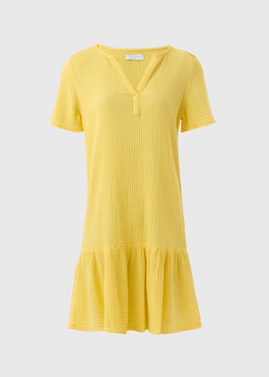Yellow Double Cloth Mini Dress