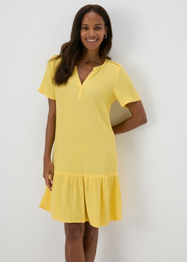 Yellow Double Cloth Mini Dress