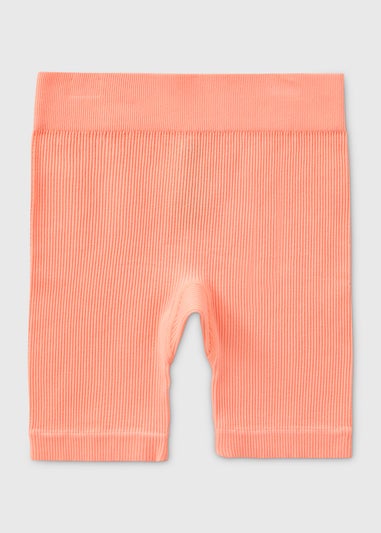Girls Coral Seamless Ribbed Shorts (7-15yrs)