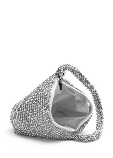Where's That From Silver Nicki Diamante Mini Pouch Bag