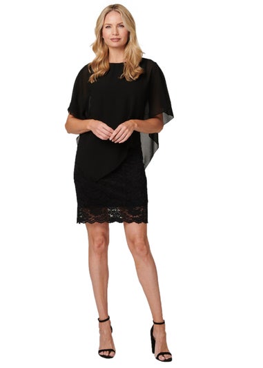 Izabel London Black Lace Semi Sheer Poncho Dress