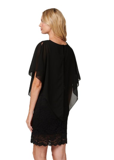 Izabel London Black Lace Semi Sheer Poncho Dress