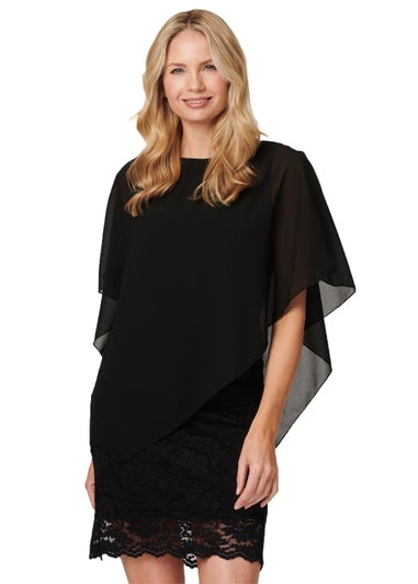 Izabel London Black Lace Semi Sheer Poncho Dress