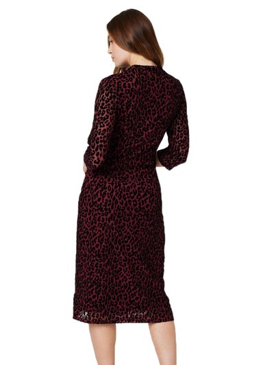 Izabel London Wine Leopard Print Bodycon Midi Dress