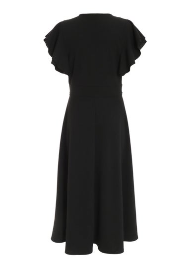 Quiz Black Wrap Dip Hem Midi Dress
