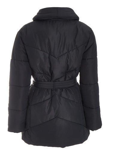 Quiz Black Quilted Collar Jacket