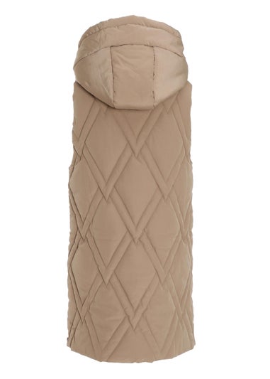 Quiz Camel Padded Hooded Gilet