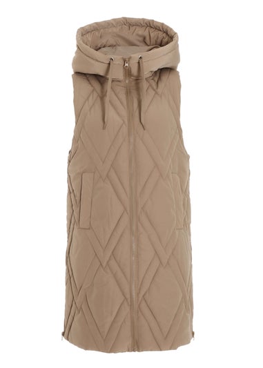 Quiz Camel Padded Hooded Gilet