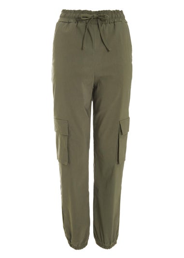 Quiz Green Tie Waist Cargo Trousers