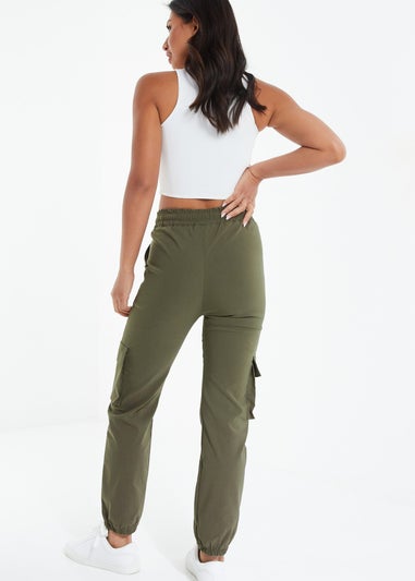 Quiz Green Tie Waist Cargo Trousers