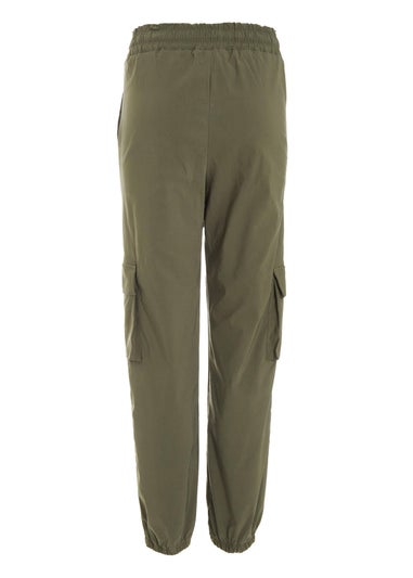 Quiz Green Tie Waist Cargo Trousers