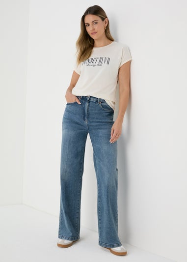 Mid Wash Wide Leg Jeans