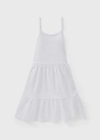 Girls White Strappy Jersey Dress (7-13yrs)