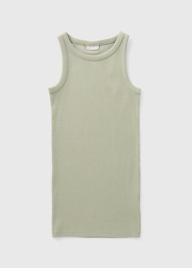 Girls Grey Ribbed Dress (7-15yrs)